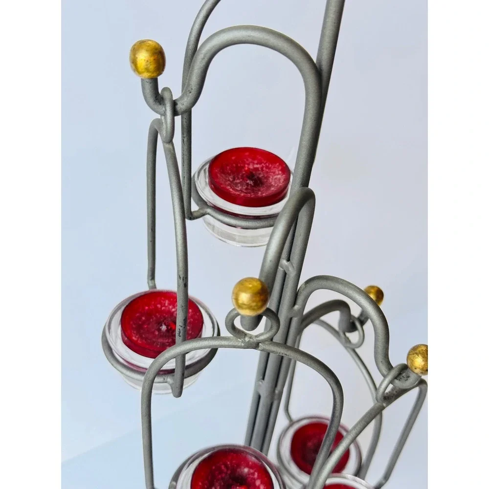 Yankee Candle Iron 5-Tier Hanging Votive Tea Light Holder Gray Gold Cranberry